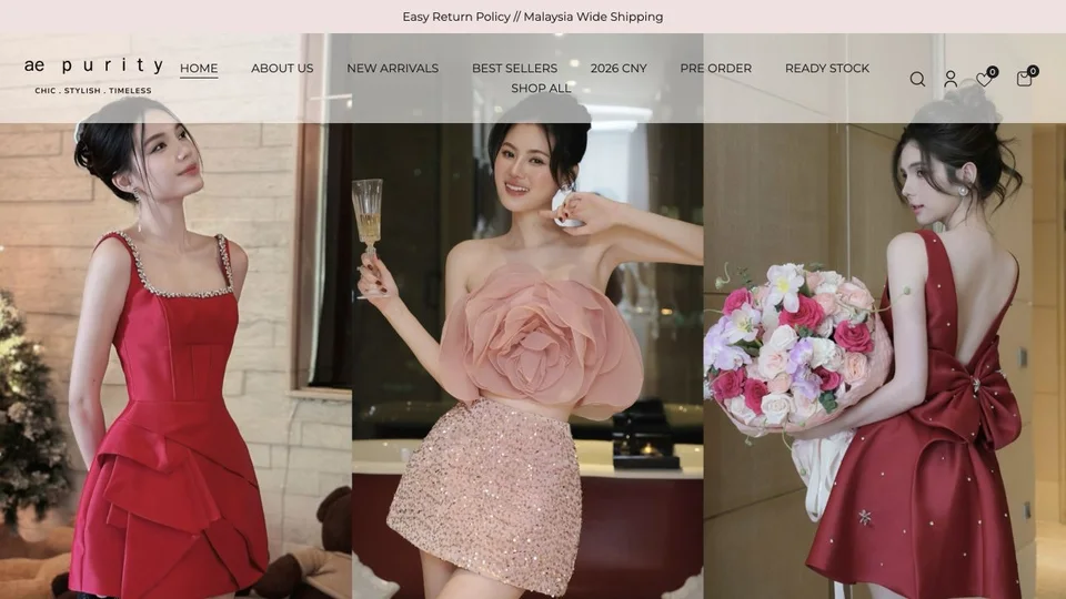 AE Purity ecommerce website — homepage capture