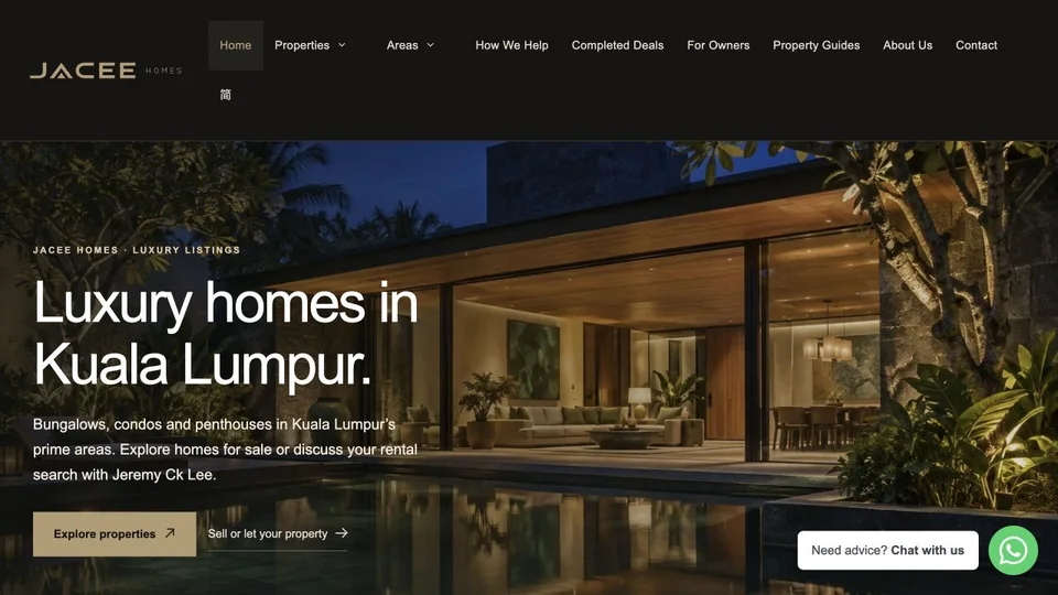 Jacee Homes sale and rental website — homepage capture