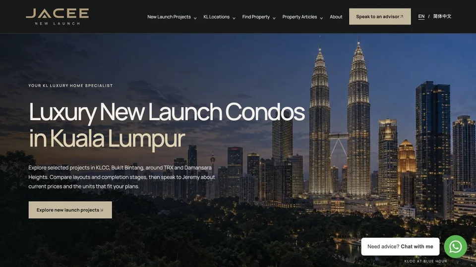 Jacee New Launch property website — homepage capture
